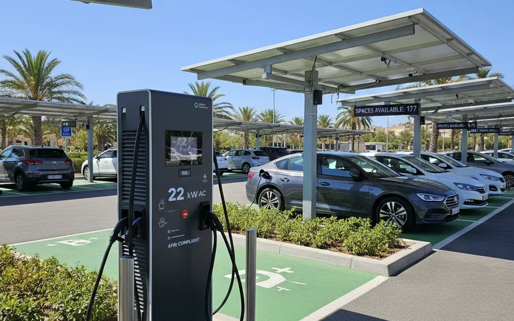 EV charger in a smart parking lot